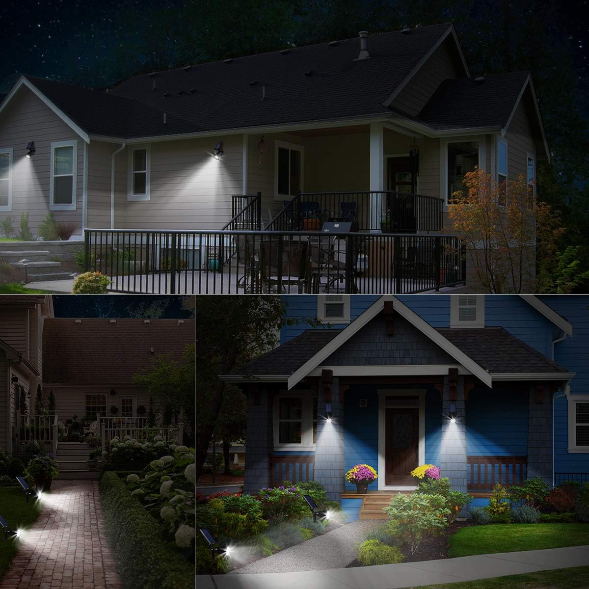 URPOWER Solar Lights Waterproof Solar Lights Outdoor 2-in-1 Adjustable Solar Spotlight Wall Light Auto On/Off Solar-Powered Landscape Lighting for Garden Yard Pathway Swimming Pool (4Pack-Cool White) - - 