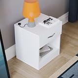 Vida Designs Large White Bedside Cabinet 1 Drawer Melamine Metal Handles view 5