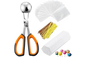 UCNEMOUS Cake Pop Making Kit,Including 100 Cake Pop Sticks 4 Inch Sucker Sticks,100 Cake Pop Bags with Twist Ties,Cake Pop Mold Scooper,Cake Pop Maker Tools for Cakepops,Lollipop,Candies,Chocolates and Cookies