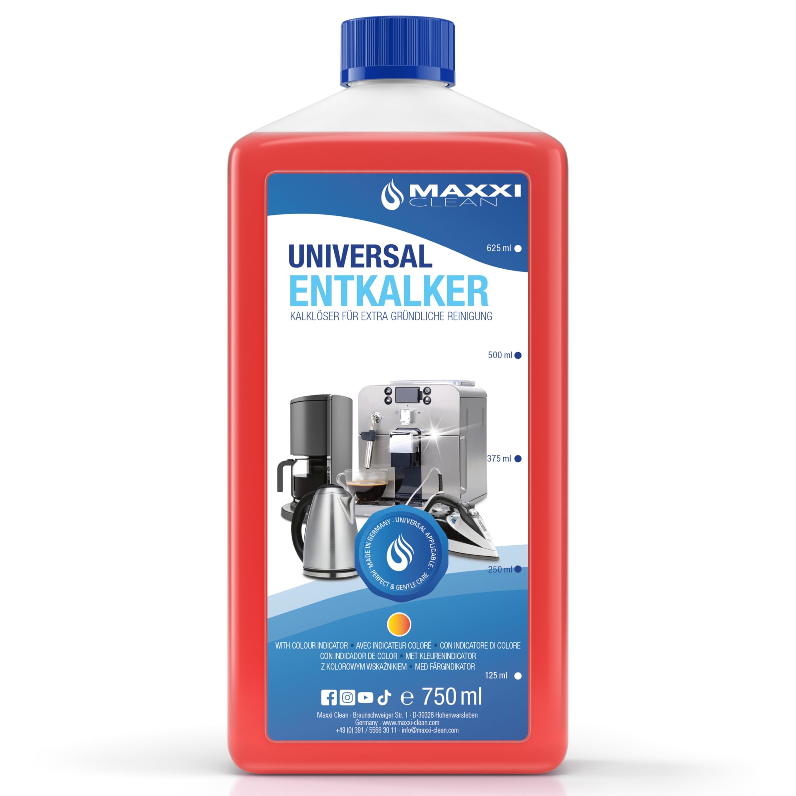 Maxxi Clean | 1x 750 ml Universal Entkalker Konzentrat für Kaffeemaschinen & Kaffeevollautomaten aller Typen | für 6 Entkalkungsvorgänge | universelle Gerätereinigung gegen Kalk und Verschmutzungen 8