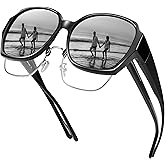 URUMQI Polarized Sunglasses Fit Over Glasses for Women, UV400 Protection Square Shades Extra Large Sun Glasses