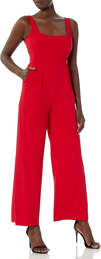 red square neck jumpsuit