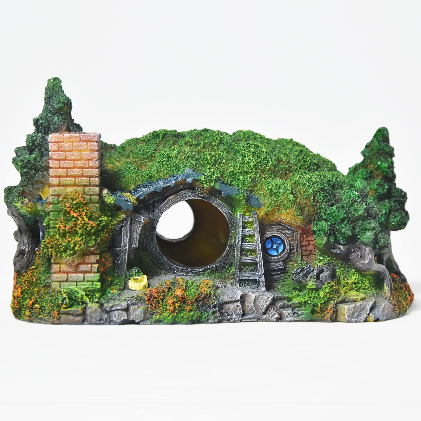 fazhongfa Aquarium Decorations Hobbit Castle Fish Tank Accessories Betta Toys Decoration for Aquarium Scene Arrangement Ornaments Fish Tank Resin Decorate