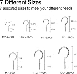 Hoiny Screw Hooks 7 Sizes 120 Pcs Nickel Plated Cup Hooks Cabinet Shelf view 2