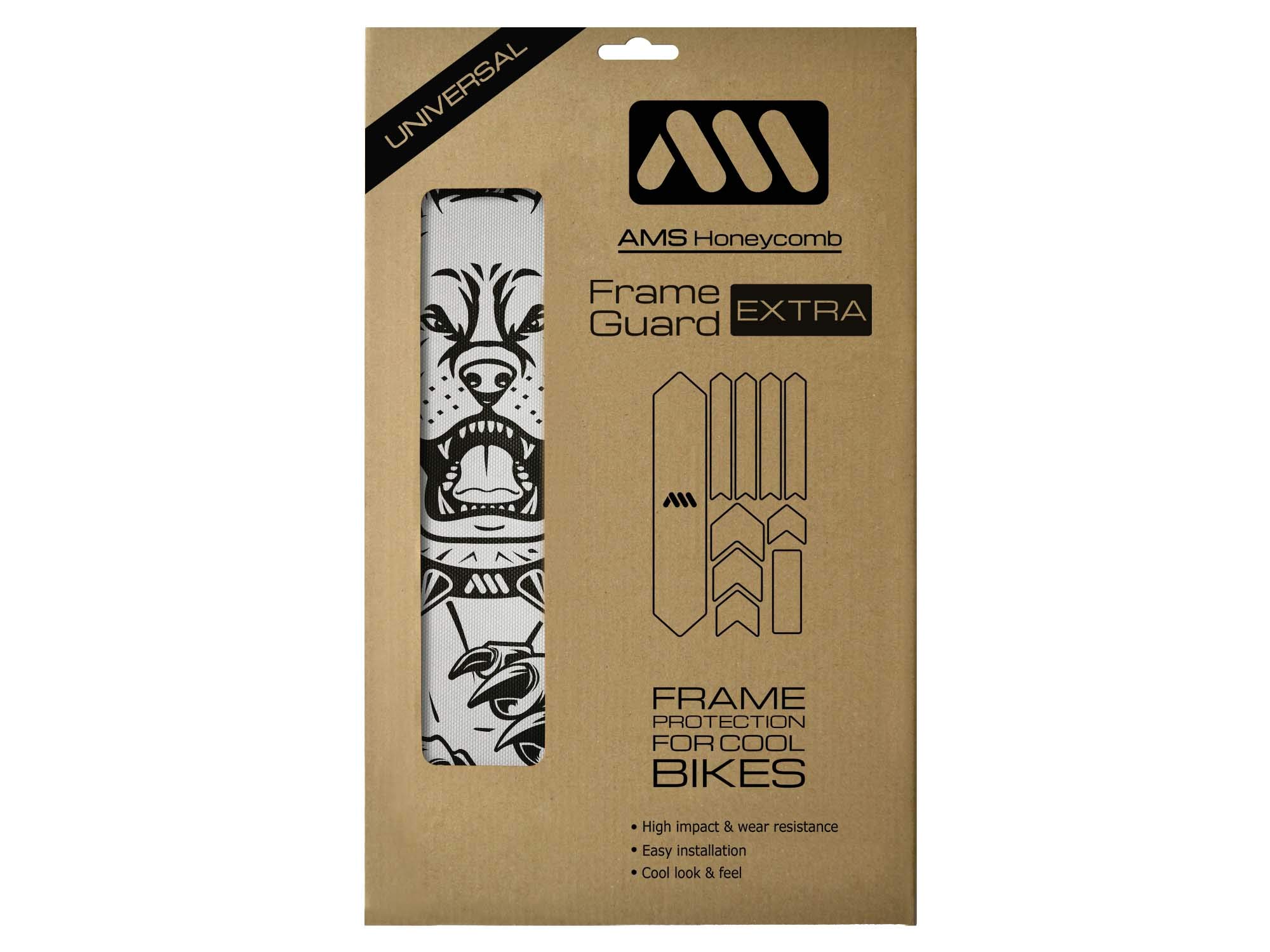 All Mountain Style Unisex's AMS High Impact Frame Guard Extra – Protects Your Bike from Scratches and dings. Black/Pitbull