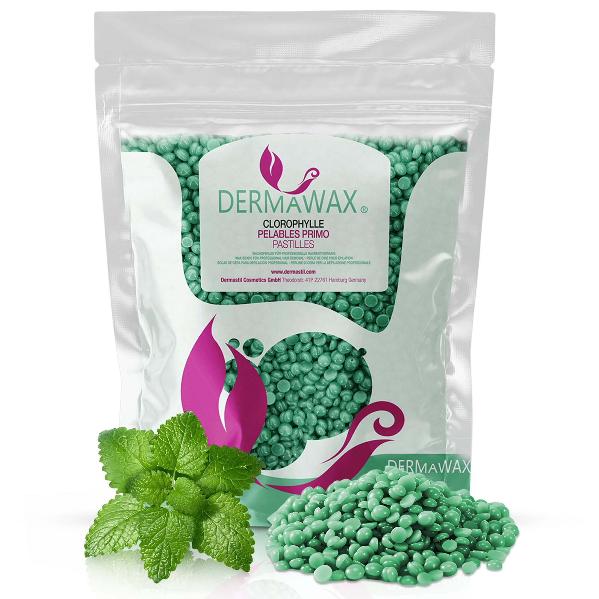 Dermawax Professional Hard Wax Beads- Full Body Stripless Depilatory Waxing Film Wax Less Pain Formula Hair Removal of Face Legs Armpit Bikini Line (1 kg (Pack of 1), Chlorophyll)