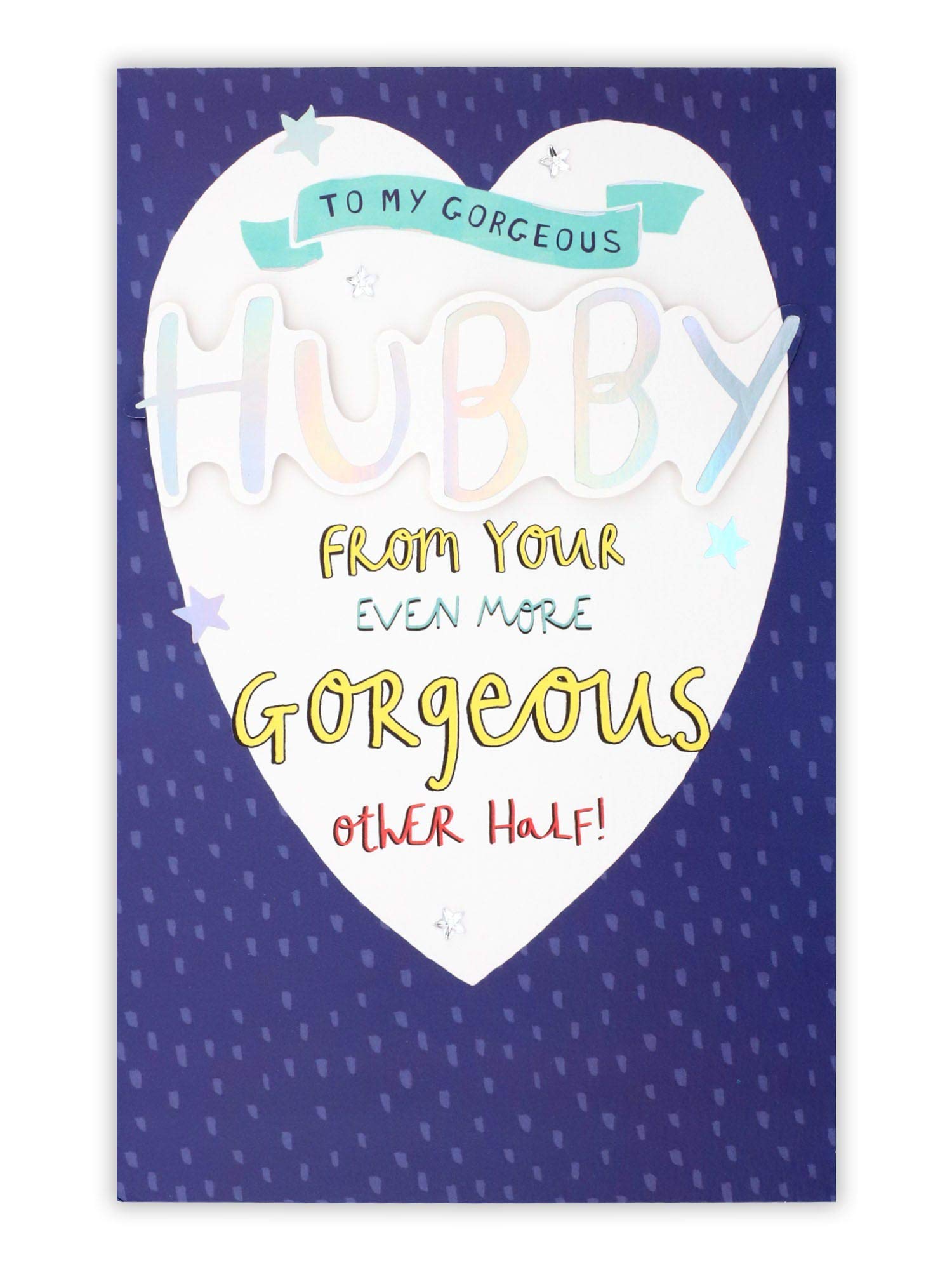 Clintons: Husband Text In Heart On Blue Birthday Card, 149x229mm 1166287 multi