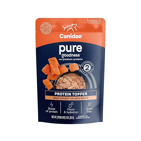 CANIDAE PURE PROTEIN TOPPER WET DOG FOOD – WILD-CAUGHT SALMON RECIPE IN GRAVY, 3 OZ. (CASE OF 12)