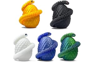 BINVIN 5PCS 3D Printed Snake Eggs 3D Printed Snake 3D Printed Snake Toys Set Easter Eggs Articulated Snake Easter Basket Stuffers Mystery Snake Egg Fidget Toy 3D Printed Animals (Multicolor6-5pcs)