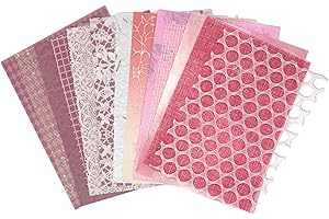 Obujopal 15Pcs Scrapbook Textured Paper for Journaling Junk Journal Card Making DIY Project Paper Art Craft Supplies, Handmade Special Mix Material, 4.7×6.7 inch (Pink)