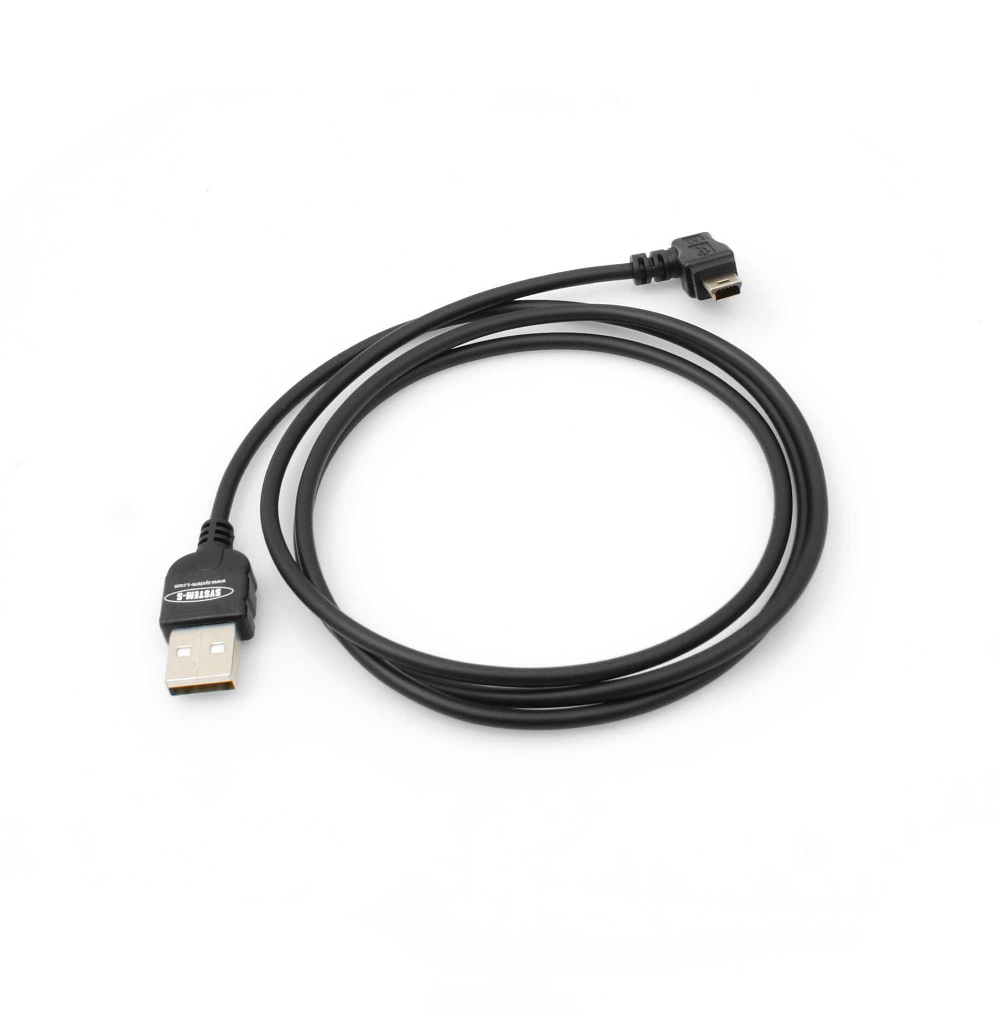 System-S 1 m Mini USB Cable, 90-Degree, Left Angled Angle Connector