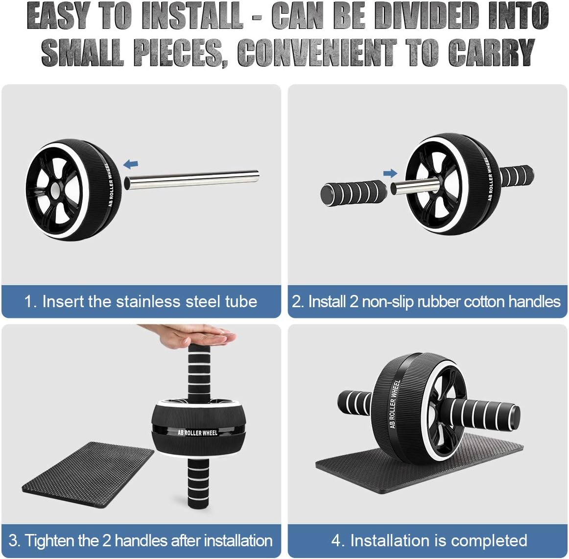 LUYATA Ab Roller Wheel, 10-in-1 Ab Wheel Roller Kit with Resistance Bands, Knee Mat, Jump Rope, Push-Up Bar - Home Gym Equipment for Men Women Core Strength & Abdominal Exercise Workout : Sports & Outdoors