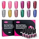 CLAVUZ Gel Nail Polish Kit Soak Off UV LED 12pcs Neon Bling Nail Varnish Fashion Shimmer Nail Art Manicure Pedicure Decor Gift Set