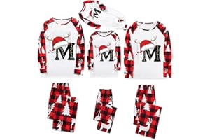 Pyjama de Noël pour la famille 2025 - Ensemble assorti - Lettre de l'alphabet de A à Z - Vêtements de nuit de Noël