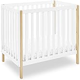 Delta Children Gio Mini Crib with 2.75" Mattress Included, Bianca White/Natural