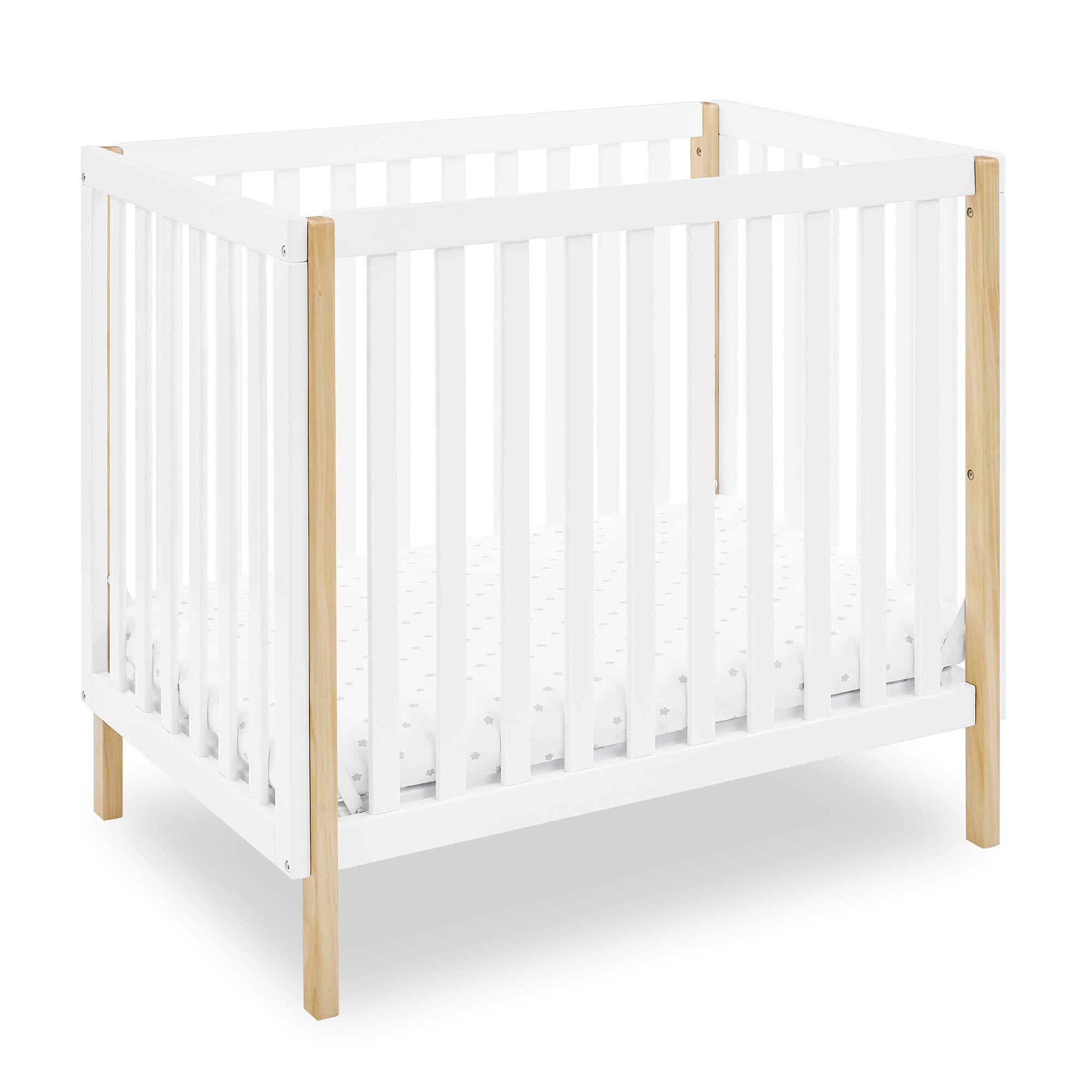 Photo 1 of Delta Children Gio Mini Crib with 2.75" Mattress Included, Bianca White/Natural