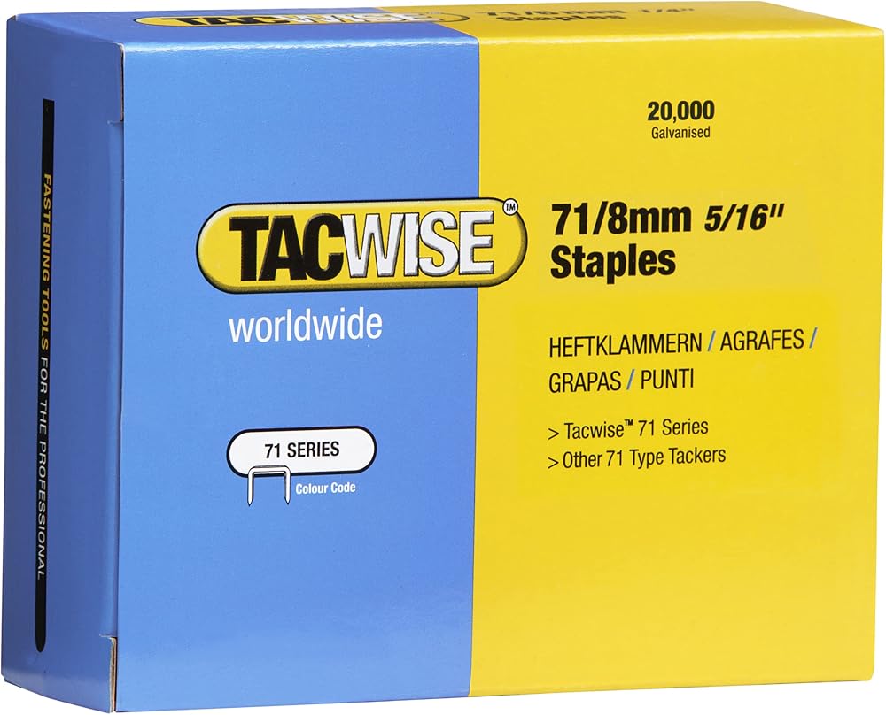 Tacwise 0368 Type 71 8 mm Galvanised Upholstery Staples Pack
