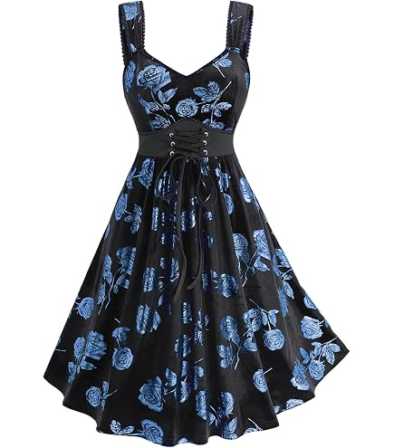 Rosegal Plus Size Women Vintage Goth Sleeveless Overlay Dress(Black_1/M)