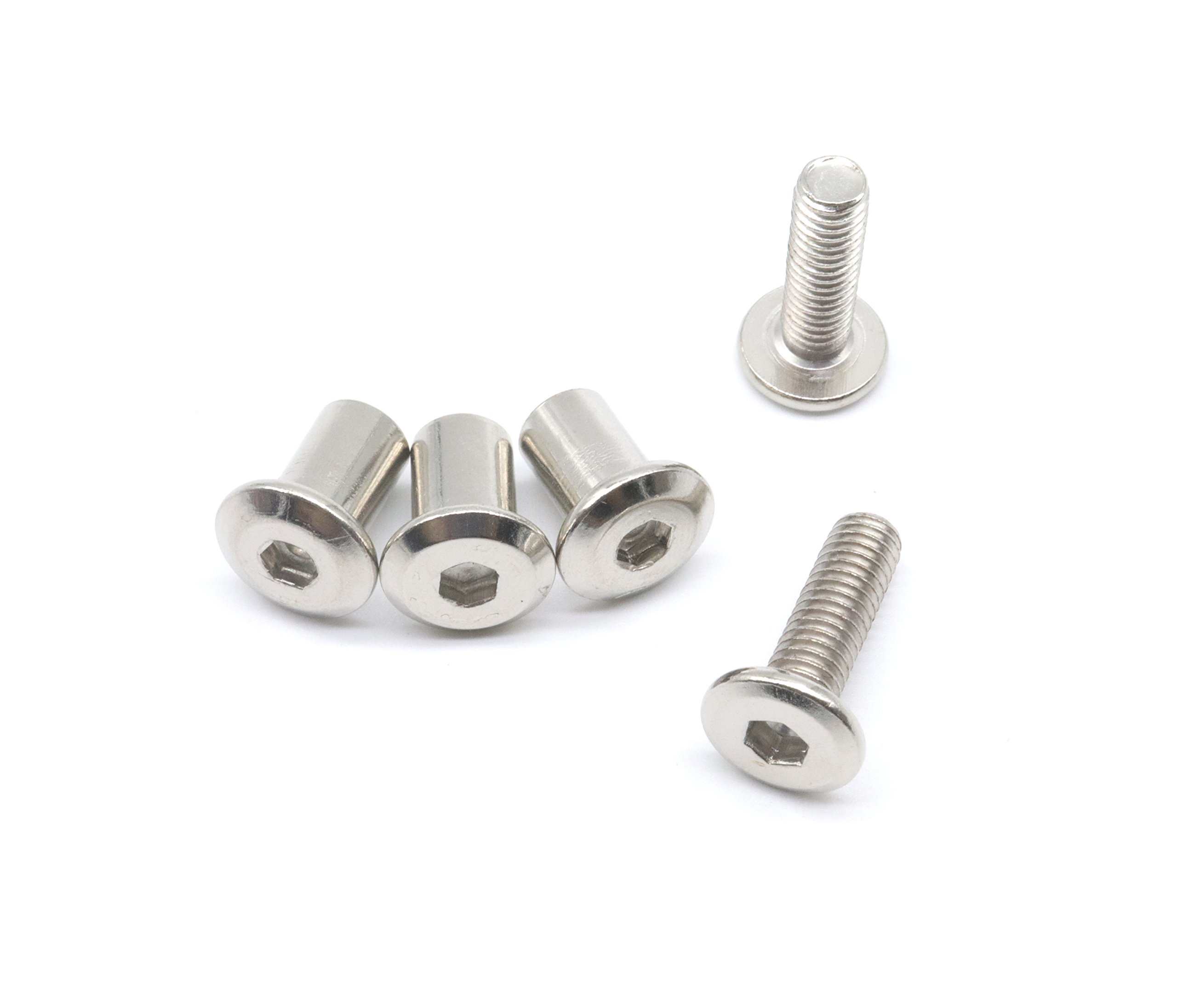 binifiMux 10-Set M6x20mm Rivet Countersunk Hex Socket Cap Bolts and Hex Head Barrel Nuts for Furnitures Cribs Chairs, Nickel Plated