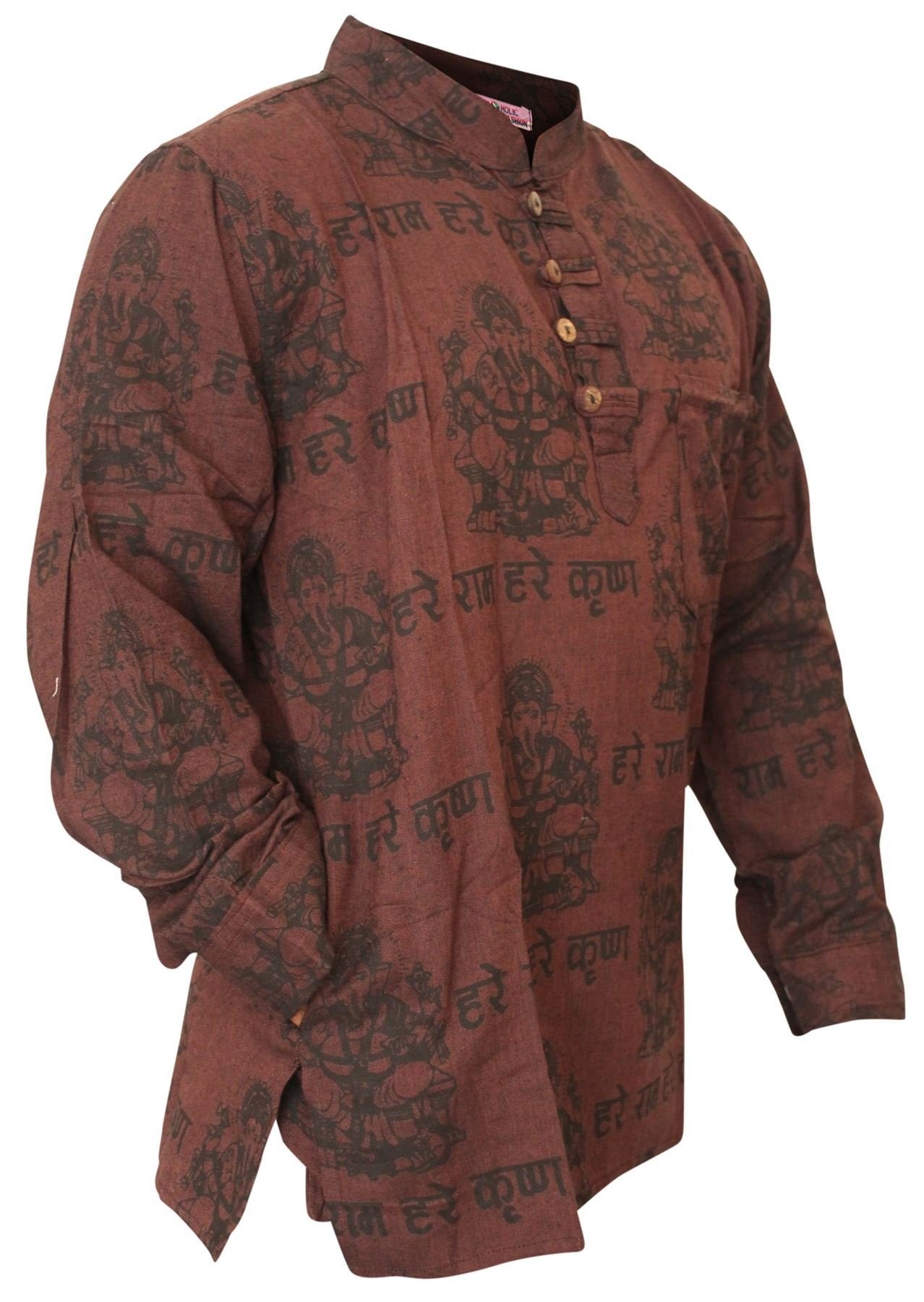 SHOPOHOLIC FASHION Men's Light Weight Festive Hippie Shirt (2XL, Brown)