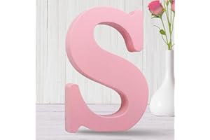 AOCEAN 8 Inch Pink Wood Letters Unfinished Wood Letters for Wall Decor Decorative Standing Letters Slices Sign Board Decoration for Craft Home Party Projects (S)