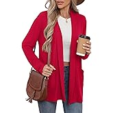 Bettysays Women's Long Sleeve Open Front Cardigan Casual Loose Lightweight Cardigans with Pockets