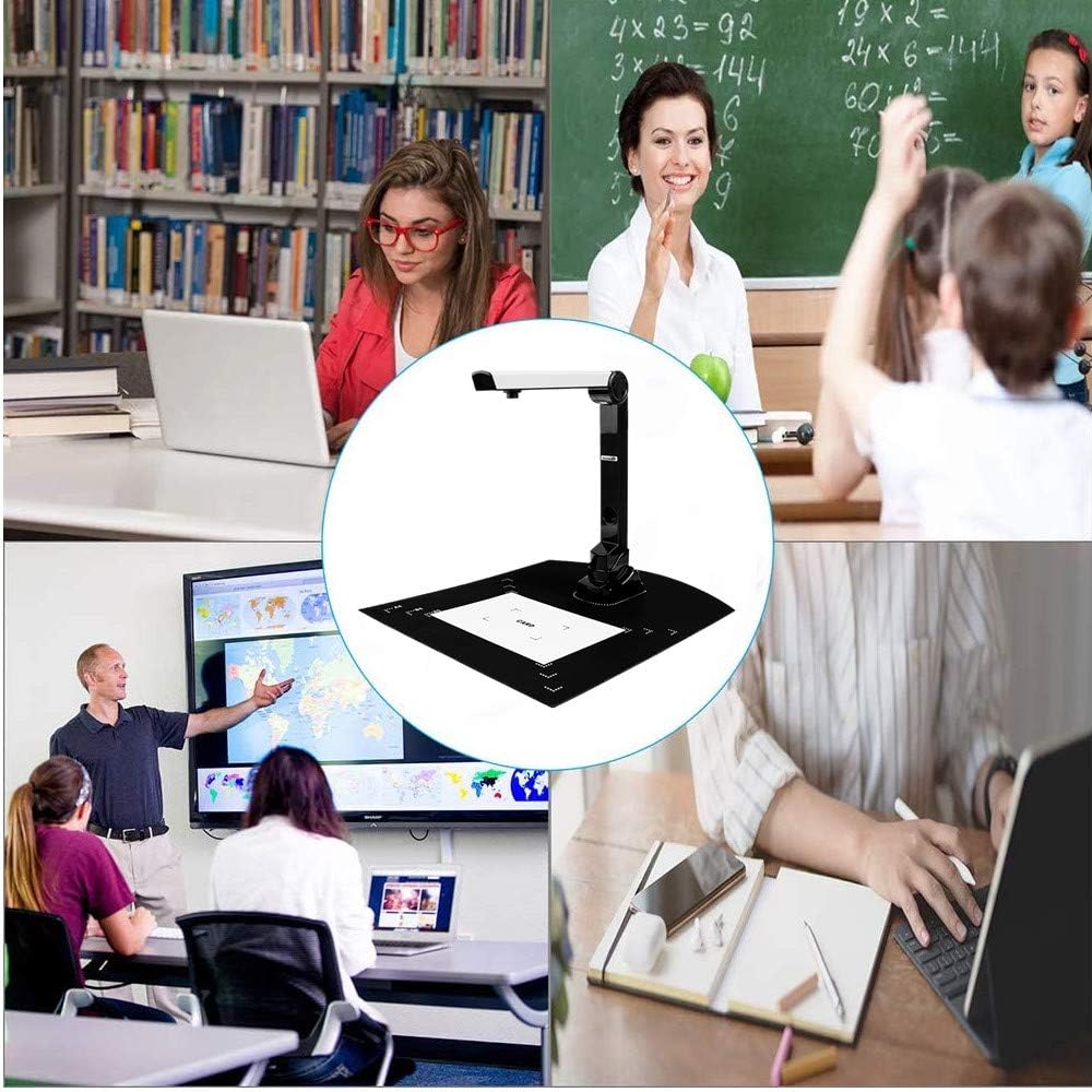 Document Camera for Teachers Scanner HD Real-time Projector USB Portable Digital Video Recorder for Office Computers Laptop with Multifunction A4 Format, OCR Multi-Language Recognition, LED Light : Electronics