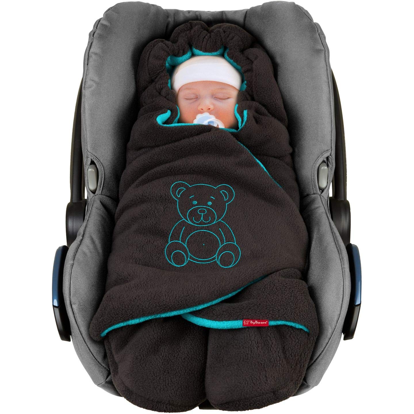 ByBoom Baby Winter-Einschlagdecke&#34;Das Original mit dem Bären&#34;, Universal für Babyschale, Autositz, z.B. für Maxi-Cosi, Römer, für Kinderwagen, Buggy oder Babybett