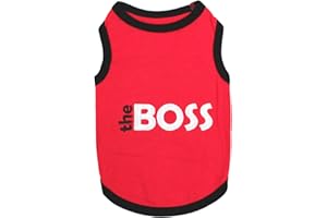 Parisian Pet Dog Cat Clothes Tee Shirts Embroidered T-Shirt The Boss, L