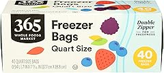 365 by Whole Foods Market, Quart Size Freezer Bags, Double Zipper, 40 Count
