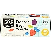 365 by Whole Foods Market, Quart Size Freezer Bags, Double Zipper, 40 Count
