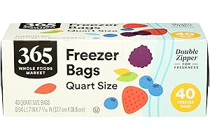 365 by Whole Foods Market, Quart Size Freezer Bags, Double Zipper, 40 Count