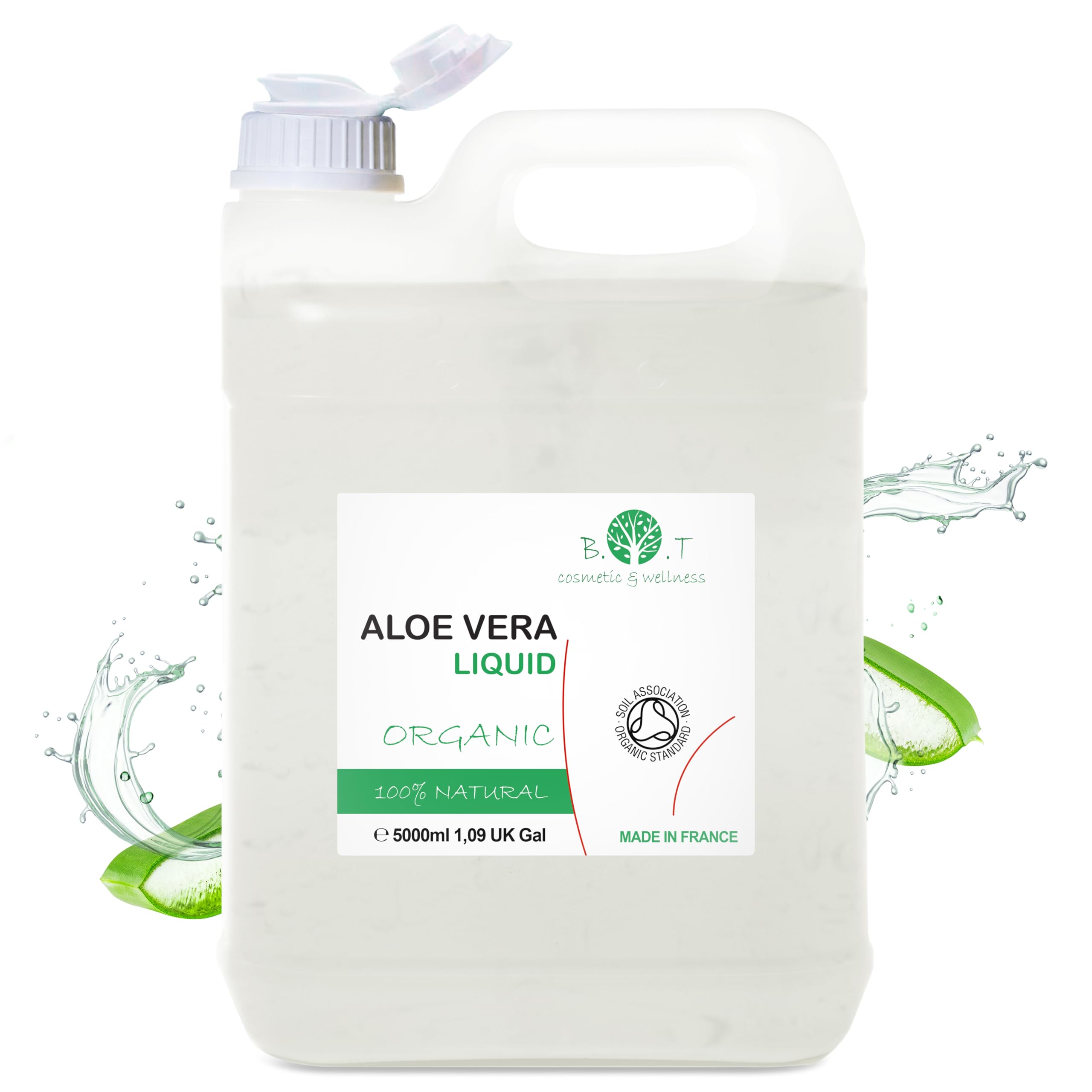 Aloe Vera LIQUID 100% Natural. Great Base for DIY Cosmetics. Perfect as Facial Toner & Cleanser. After Waxing, Shaving, or Sun Exposure Soothing & Moisturising - 5000 ml 5 L