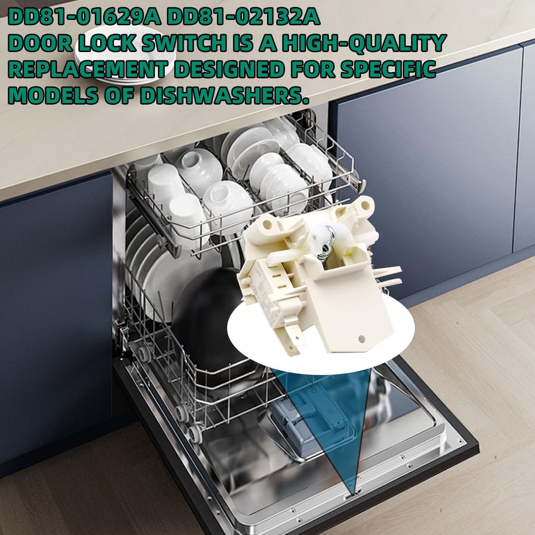 Upgraded DD81-02132A / DD81-01629A Dishwasher Door Switch Latch Lock Compatible With Samsung Dishwasher Model DW80K5050UB DW80R5060US DW80R5061UG DW80F600UTW DW80K7050UG DW80J3020US
