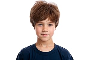 WAVELNM Boys Short Ginger Wig Kids Copper Brown Wig Childrens Short Straight Daily Halloween Costume Synthetic Wigs