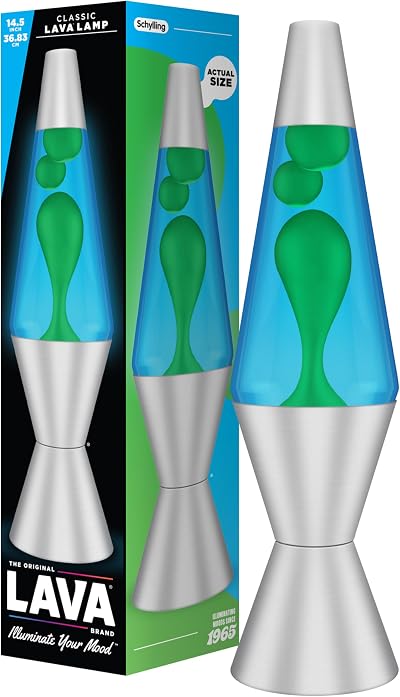 Lava Lamp 2124 Green Wax Blue Liquid Silver Base Cap 14.5 inch