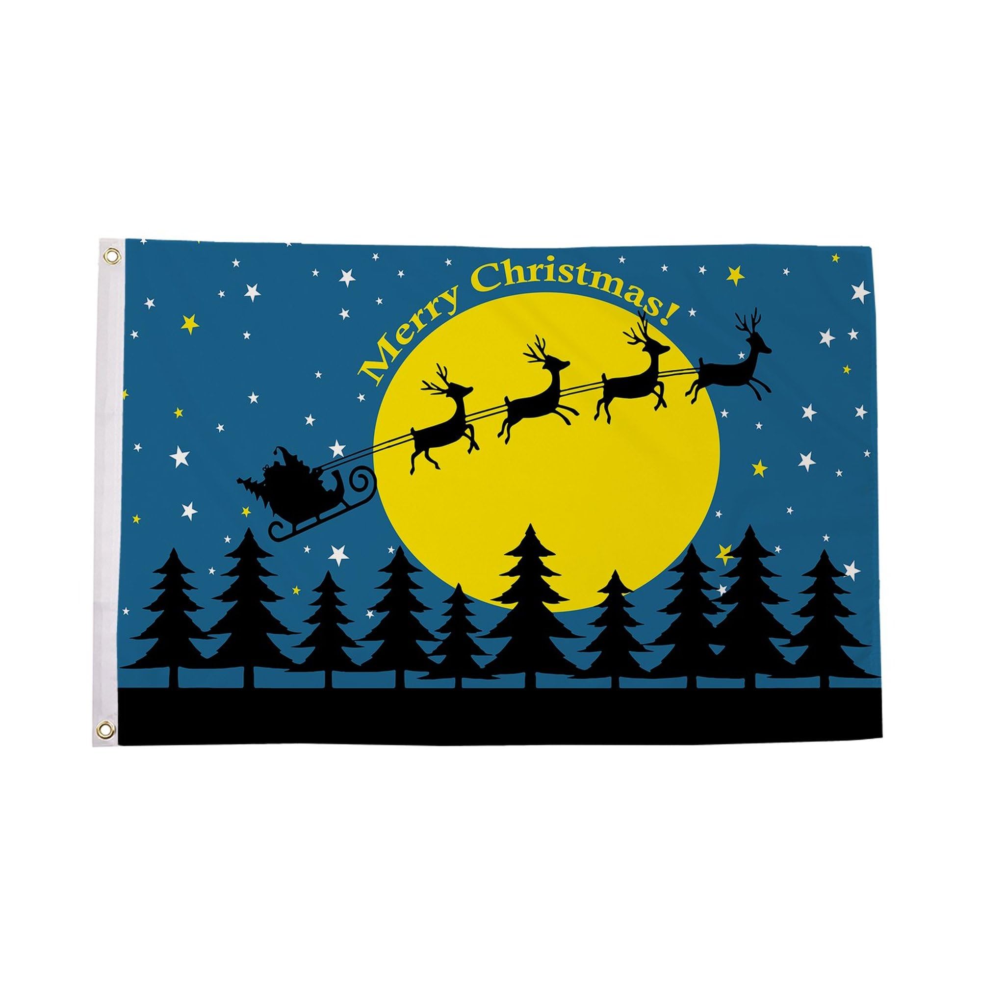 Flagtex Christmas Flag Moon Santa 5ft x 3ft (150cm x 90cm) - Magical Christmas Decorations for Garden Outdoor Indoor, Whimsical Holiday Banner Featuring Santa on Crescent Moon