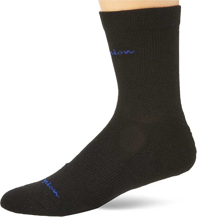 Champion Men's Mid Crew Compression Sport Socks, Black, One size