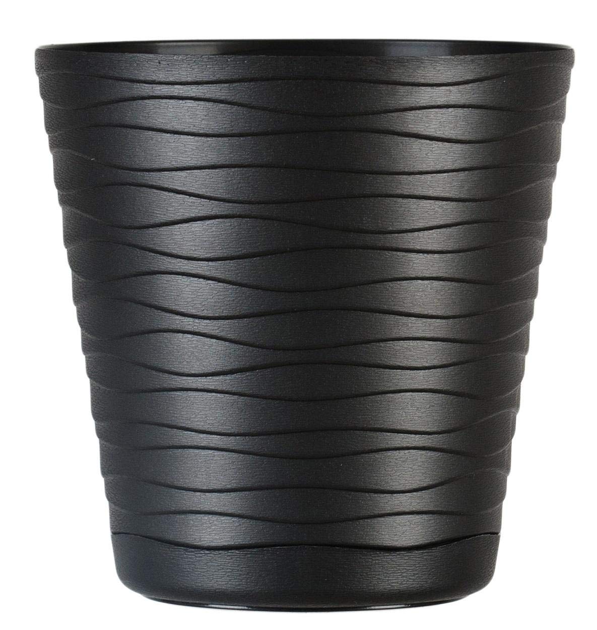 Home Garden Ornaments Tedi Plant Pots Indoor – Indoor Plant Pot with Drainage Holes and Integrated Saucer, Plastic Flower Pots (Diameter: 17cm, Colour: Black)