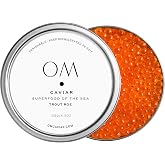 OM Caviar Trout Roe Orange Pearls Caviar - 4.4oz/125g - Premium Gourmet | Trout Roe With Crisp Ocean-Fresh Flavor and Vibrant Orange Pearls For Elegant Gourmet Dining and Culinary Presentation