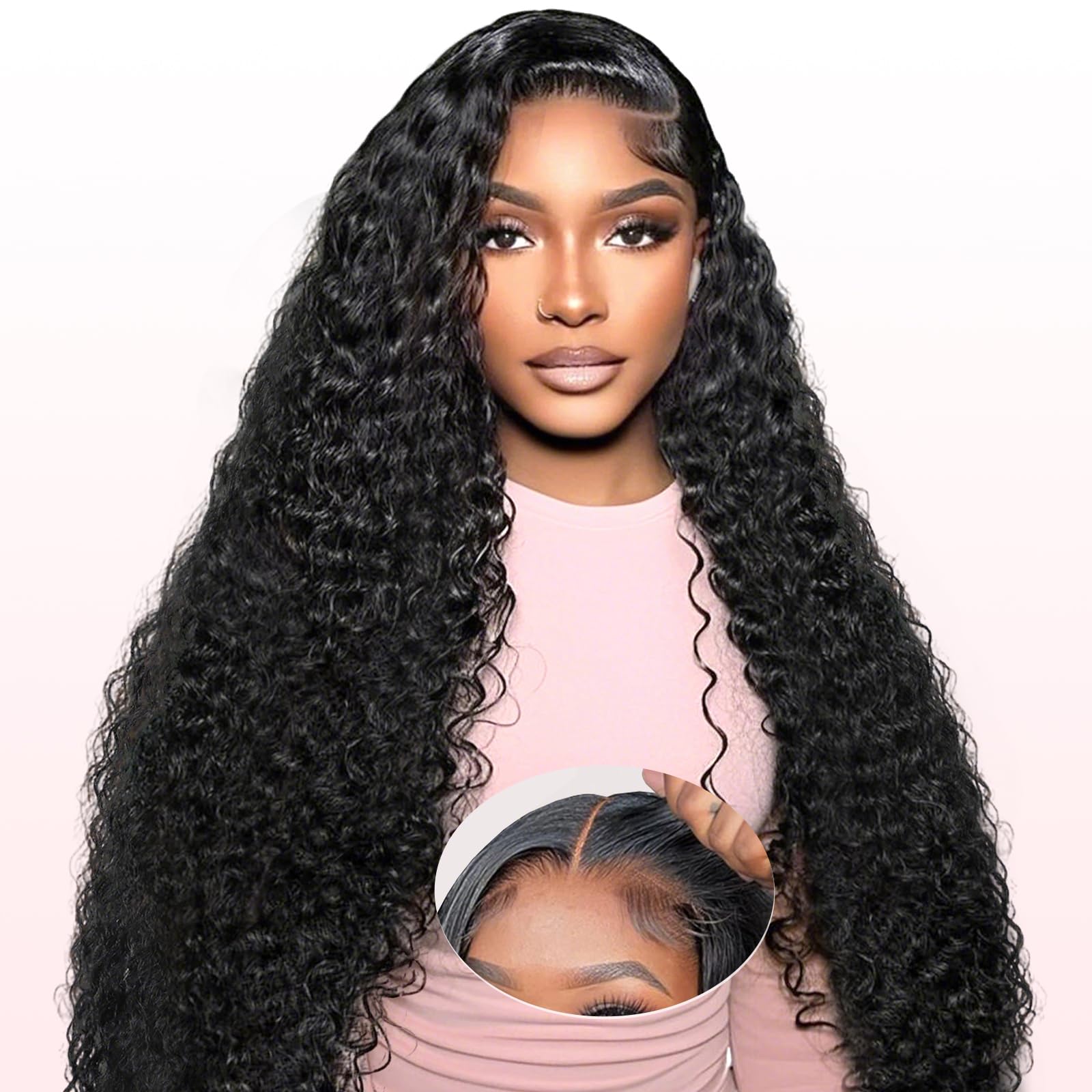 Photo 1 of Glueless Wigs Human Hair Pre Plucked Pre Cut 200 Density HD Water Wave Wet and Wavy 9x6 Lace Front Wigs Human Hair Ready to Wear Glueless Curly Wig Human Hair for Women Beginner Friendly 20 Inch