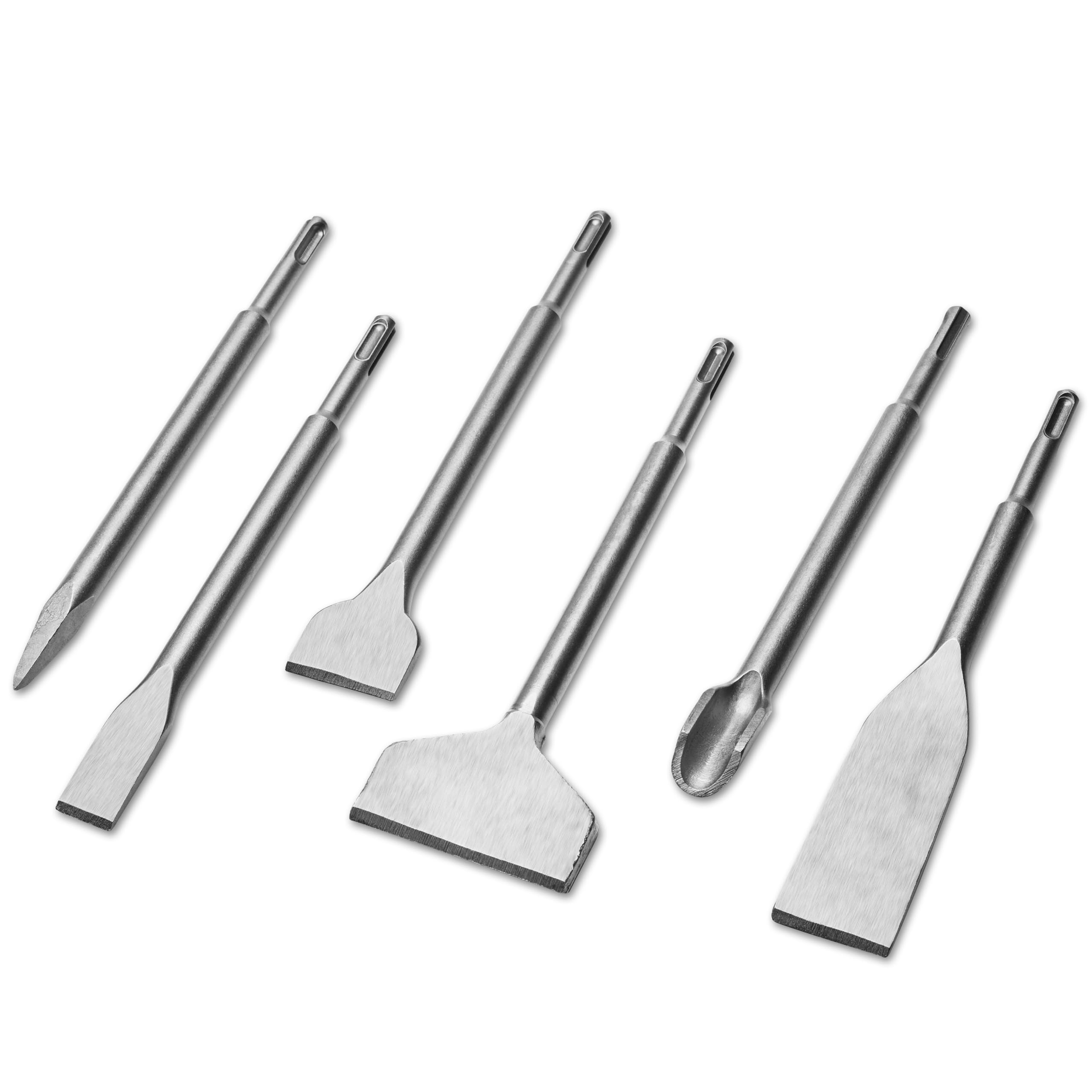 Photo 1 of Kirphealy 6pcs SDS Plus Chisels, Chisel Set with SDS Plus Shanks, High-Quality 40CR Steel Masonry Chisel, Professional Tile Removal Tool for Home Improvement and Masonry Demolition