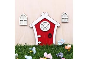 YESHLiky Fairy Door Luminous Elf Door Miniature Pixie Door Enchanted Miniature World Fairy Door Tree Garden Home Decor for Garden Yard Lawn Trees Decoration (Red)