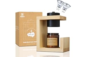 AIKUT Candle Warmer Lamp,with 2 Bulbs,Timer & Dimmer,Simple Natural Wood,Compatible Up to 4.5 inch Candles,for Home Scented and Décor，110-120V (Wood)