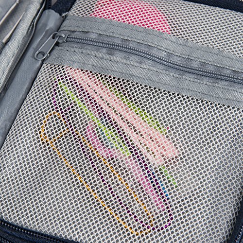 Crochet Hook Case, Organizer Zipper Bag with Web Pockets for Various Crochet Needles and Knitting Accessories