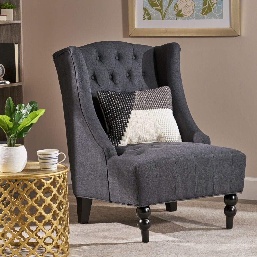 Christopher Knight Home Toddman High-Back Fabric Club Chair, Dark Charcoal: Kitchen & Dining