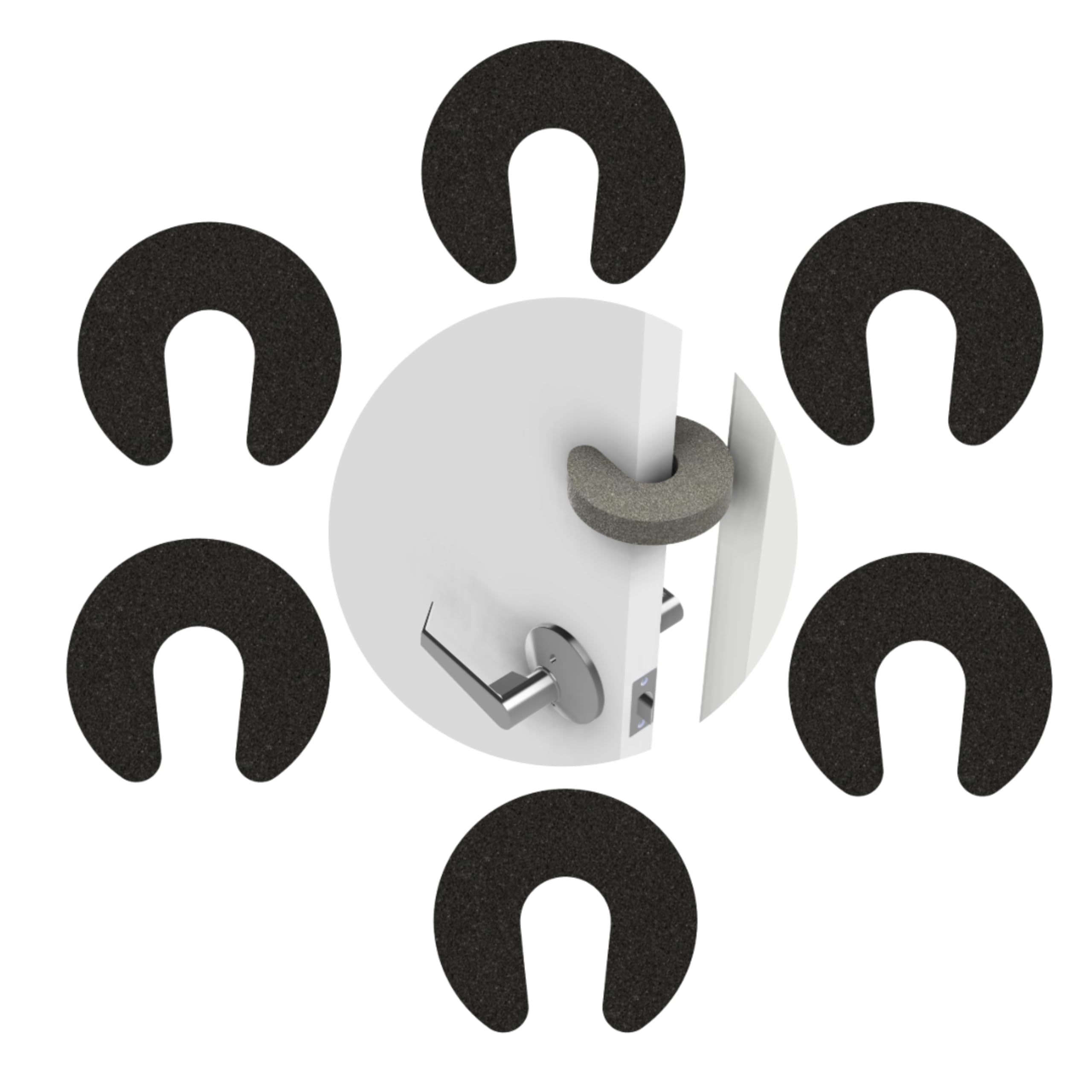 GADGETTO Child Safety Door (6 Pieces), Foam Door Stopper, Anti-pinch Protection for Doors and Windows, Door Protection Children, Finger Clamp Protection, Baby, Safety for Home (Black)