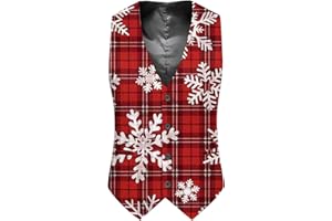 Men's Suit Vest Christmas Vest Ugly Xmas Print Sleeveless Blazer Business Formal Waistcoat Vest