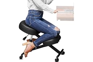 HIMIMI Ergonomic Office Kneeling Chair, Height Adjustable Stool with Thick Foam Cushions and Smooth Gliding Casters to Improve Posture and Relieve Pain, Multifunctional Design for Home and Office