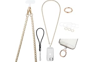 Casecond Crossbody Phone Strap Detachable Cell Phone Lanyard Chain Shoulder Neck with Wrist Strap Charm Finger Grip 3 Patches Tether Anti Theft Universal for iPhone 16 Pro Max 15 14 13 11 Samsung Gold